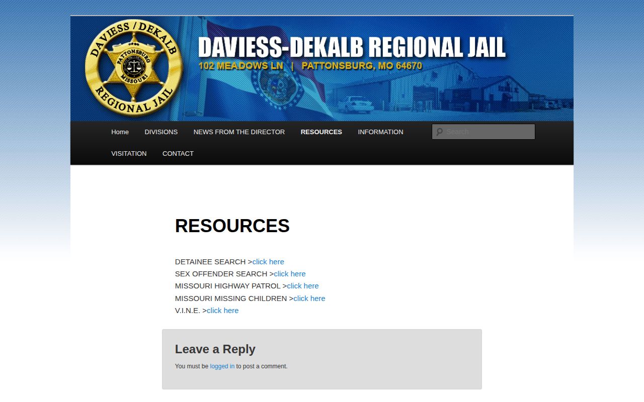 Daviess-DeKalb Regional Jail official detainee and record resources